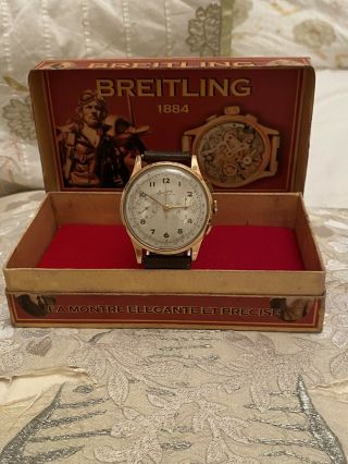 Vintage Brietling Cadette Chronograph 18k Gold Men’s Rare
