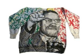 Vintage Malcolm X Rap Tee T - Shirt Rare All Over Print Aop Blm Sz Xl Vtg