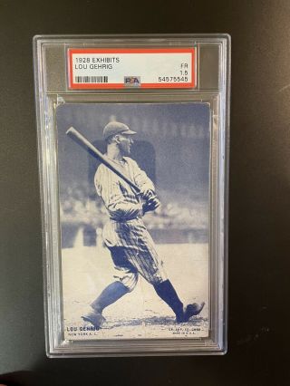 1928 Lou Gehrig Psa 1.  5 Exhibits Baseball Card (ny Yankees,  Hof) - Very Rare