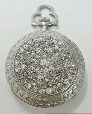 Ultra Rare Henry Capt Miniature Platinum 18k Gold Diamond Ladies Pocket Watch