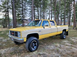 1985 Chevrolet C/k Pickup 3500 170,  Pics Factory Yellow 1 Ton 4x4 Crewcab Rare
