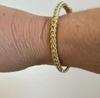 Rare Russian Demantoid Garnet Bracelet In 14k Solid Gold