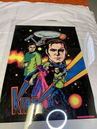 Rare Star Trek 1976 Velvet Blacklight Poster Kirk