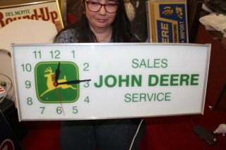 Rare Vintage John Deere Sales & Service Farm Tractor 26 " Lighted Clock Sign