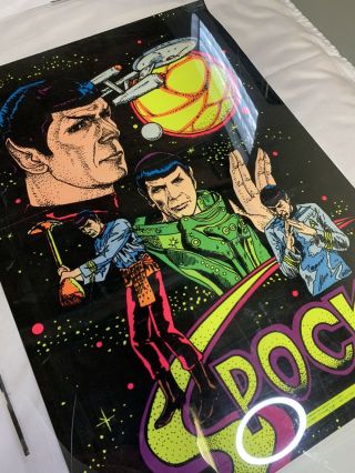 Rare Star Trek 1976 Velvet Blacklight Poster Mr.  Spock