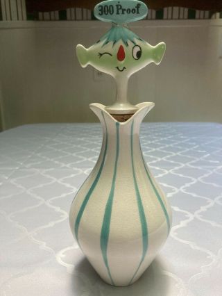 Mid Century Vintage Holt Howard 300 Proof Turquoise Decanter Rare 1958