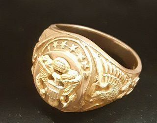 Rare 10k Gold Us Army Mens Ring Size 9.  5