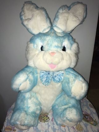 Vintage Dan Dee Collectors Choice 30” Bunny Rabbit Blue - White Plush Ombre Rare