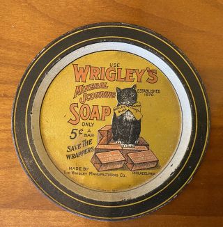 Circa 1905 Wrigley’s Soap Tip Tray With Black Cat Mascot Rare