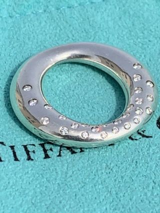 Tiffany & Co Elsa Peretti Silver Diamond Sevillana O Round Pendant.  26 Tcw Rare