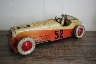 Antique France Rare Charles Rossignol Open Wheel Racer Car Wind Up Tin Litho Toy