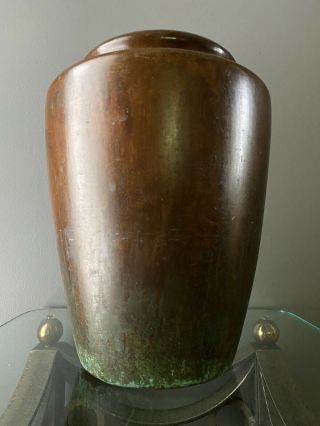 RARE LARGE CLEWELL Copper Clad Arts & Crafts Pottery Vase - Signed - 3