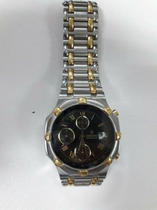 Concord Saratoga Rare Black Dial Ss,  18k Gold Swiss Watch 15.  A7.  237 /1