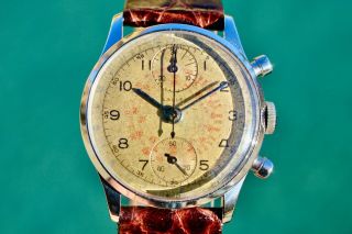 Rare Vintage Gallet Chronograph Watch Snail Dial Serviced Venus 170 Column Wheel