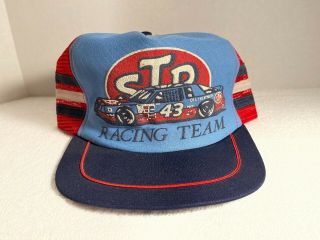 Vtg Stp Richard Petty 3 Stripes Mesh Trucker Hat Snapback Usa Rare