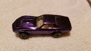 1968 Hot Wheels Redline Custom Corvette Purple W/white Interior Us Rare Error