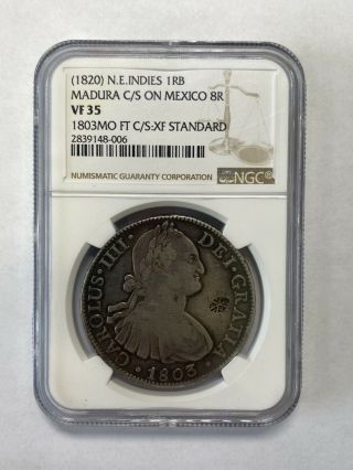 8 Reales Netherlands West Indies Rare Counterstamp Silver Coin Ngc Vf35 Mexico