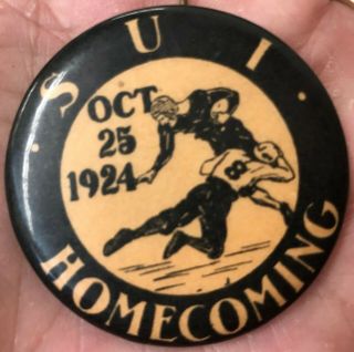 Rare Vintage 1924 University Of Iowa Hawkeye Homecoming Button Bage Pin