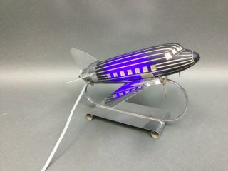 Rare Early Cobalt Glass Art Deco Airplane Desk Lamp Patent Pending