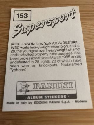 RARE - Mike Tyson Rookie Sticker - Panini Supersport 1986/87 UK 5