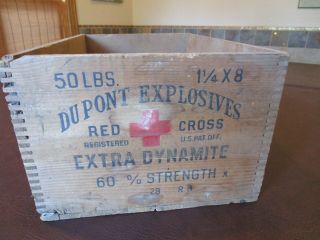 Rare Vintage Dupont Explosives Extra Dynamite Wood Wooden Case / Crate / Box Lc