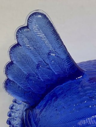 Authentic Indiana Glass Hen on Nest - Cobalt Blue Chicken Rare 5