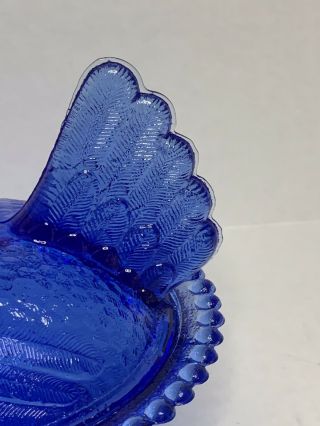 Authentic Indiana Glass Hen on Nest - Cobalt Blue Chicken Rare 6