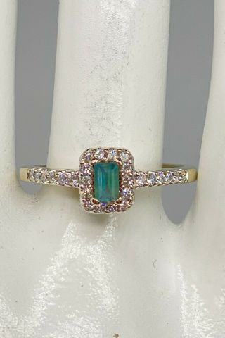 Rare $5000 1.  15ct Natural Emerald Cut Alexandrite Diamond 14k White Gold Ring