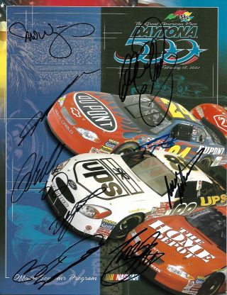 Rare 2001 Daytona 500 Program 9x Signed Dale Earnhardt Sr Jeff Gordon W/