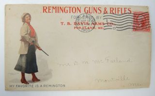Rare 1903 Remington Gun Rifle Advertising Enveloped - Girl With Rifle