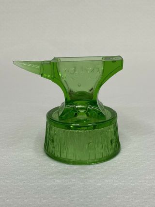 Rare Antique Hemingray K Of L Green Glass Anvil Match Holder Toothpick Holder
