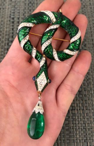 Rare Vintage Signed Trifari Alfred Philippe Garden Of Eden Snake Brooch Pin