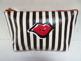 Henri Bendel Cosmetic Makeup Bag Stripes Lips Rare