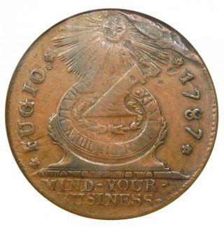 1787 Fugio Cent 1c Colonial Copper Coin - Certified Anacs Vf Details - Rare