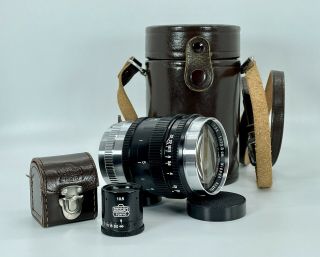 Nikkor Nikon 10.  5cm F/2.  5 Leica Ltm Mount Lens,  Rare Viewfinder And Cases,