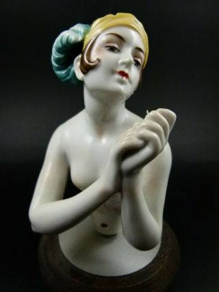 Absolutely Rare Antique German Half Doll Art Deco Lady By Dressel & Kister
