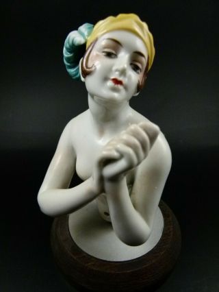 ABSOLUTELY RARE ANTIQUE GERMAN HALF DOLL ART DECO LADY BY DRESSEL & KISTER 2