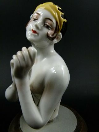 ABSOLUTELY RARE ANTIQUE GERMAN HALF DOLL ART DECO LADY BY DRESSEL & KISTER 5