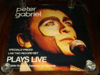 Rare Genesis Peter Gabriel " Plays Live " 1983 Geffen Records Promo Poster Huge