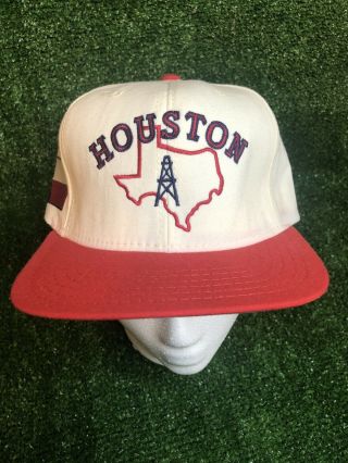 Vintage Rare Houston Texas Oilers Logo State Flag Snapback Hat W/o Tags