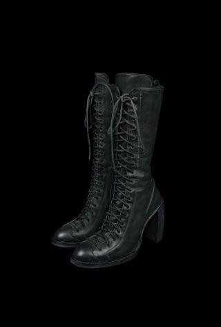 Auth Rare Ann Demeulemeester F/w 2008 Runway Leather Lace Up High Zip Boots