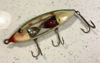 Scarce Immell Bait Co Chippewa Fishing Lure Rare Wood Lure Fancyback Spotted