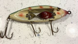 Scarce Immell Bait Co Chippewa Fishing Lure Rare Wood Lure Fancyback Spotted 2