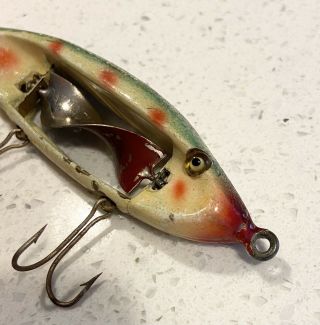 Scarce Immell Bait Co Chippewa Fishing Lure Rare Wood Lure Fancyback Spotted 4