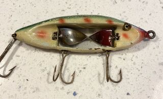 Scarce Immell Bait Co Chippewa Fishing Lure Rare Wood Lure Fancyback Spotted 5