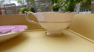 RARE PARAGON PINK WHITE CABBAGE ROSE TEA CUP & SAUCER a277 Rare set China 3