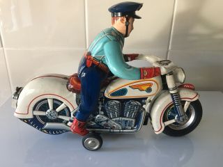 Vintage Rare 1950’s Workmanship,  Japan Tin Litho Policeman Motocycle Toy.