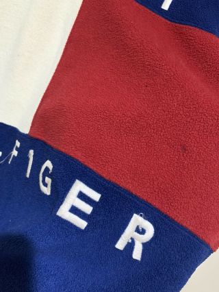 Vintage 90s Tommy Hilfiger Outdoors Big Flag Sweater Fleece Rare L Spell Out Rap 2