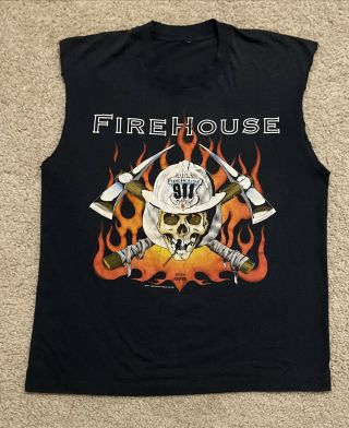 Vintage Firehouse Tour Shirt 90s Skull Rock Band Tank Concert Men’s Large? Rare