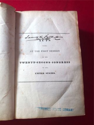 Rare 1832 - 33 Acts Of Congress Signed & Owned By President James K.  Polk